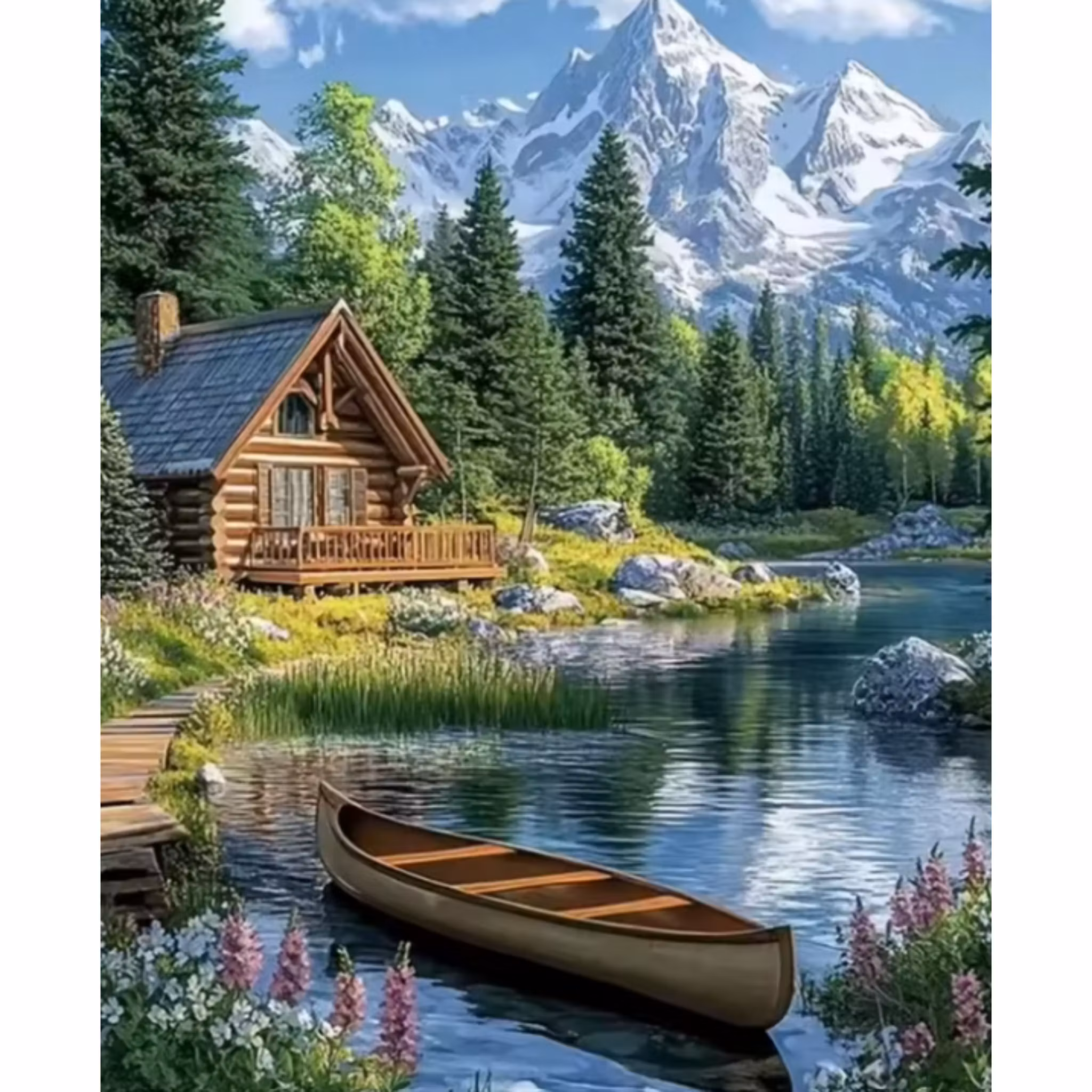 Diamanttavla Cabin Lake 40x50 - Leverans Vecka 41-42