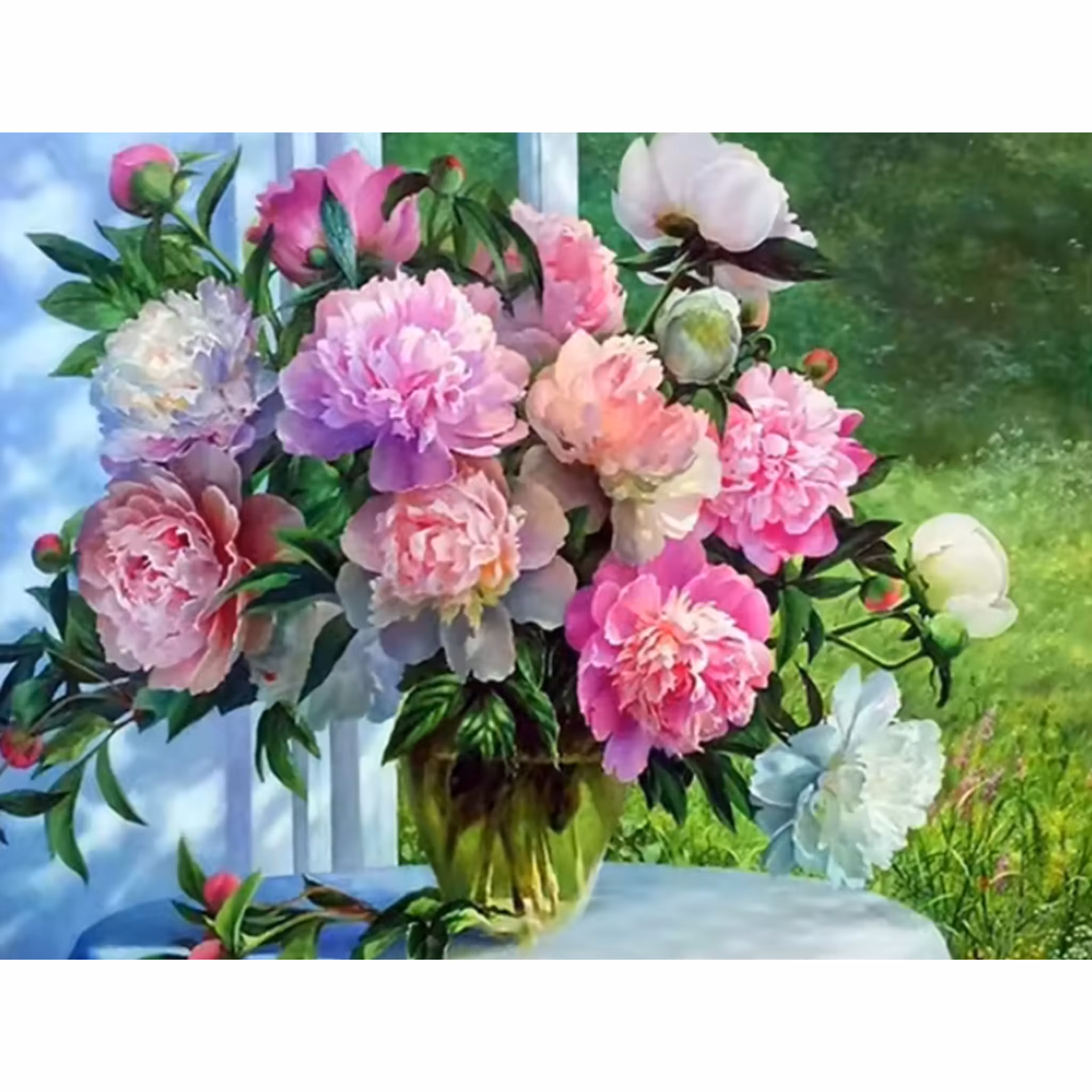Diamanttavla Pionbukett 40x50