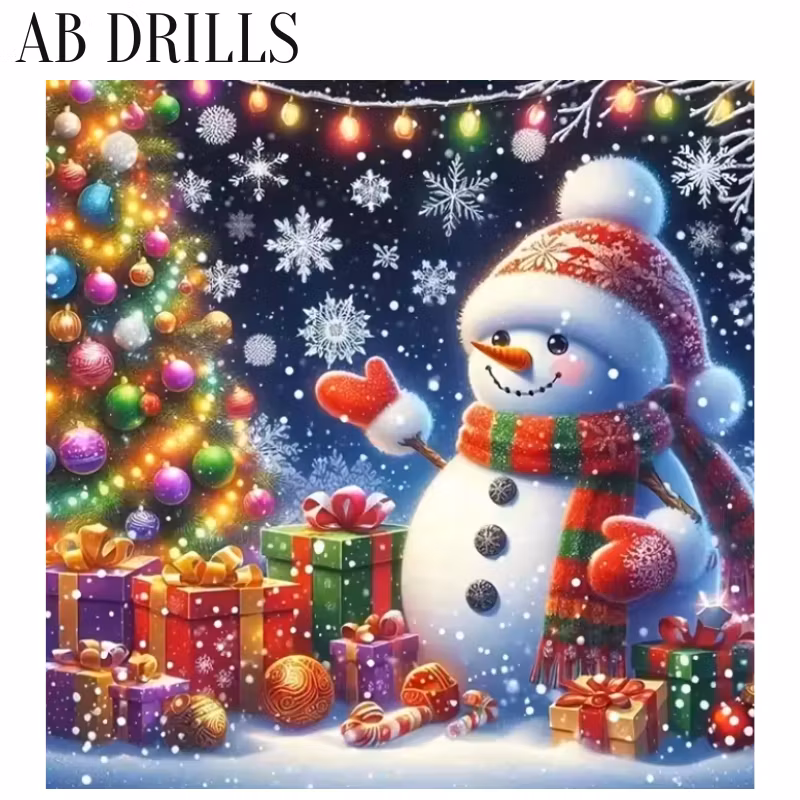 Diamanttavla AB Drills Happy Snowman 40x40