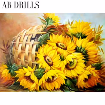 Diamanttavla AB Drills Solrosor I Korg 50x40