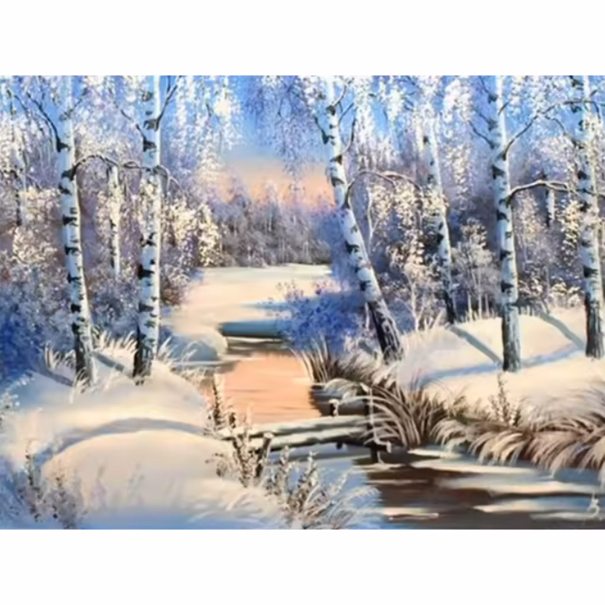 Diamanttavla Björkar Vid Bäck Vinter 50x40 - Leverans vecka 50-51