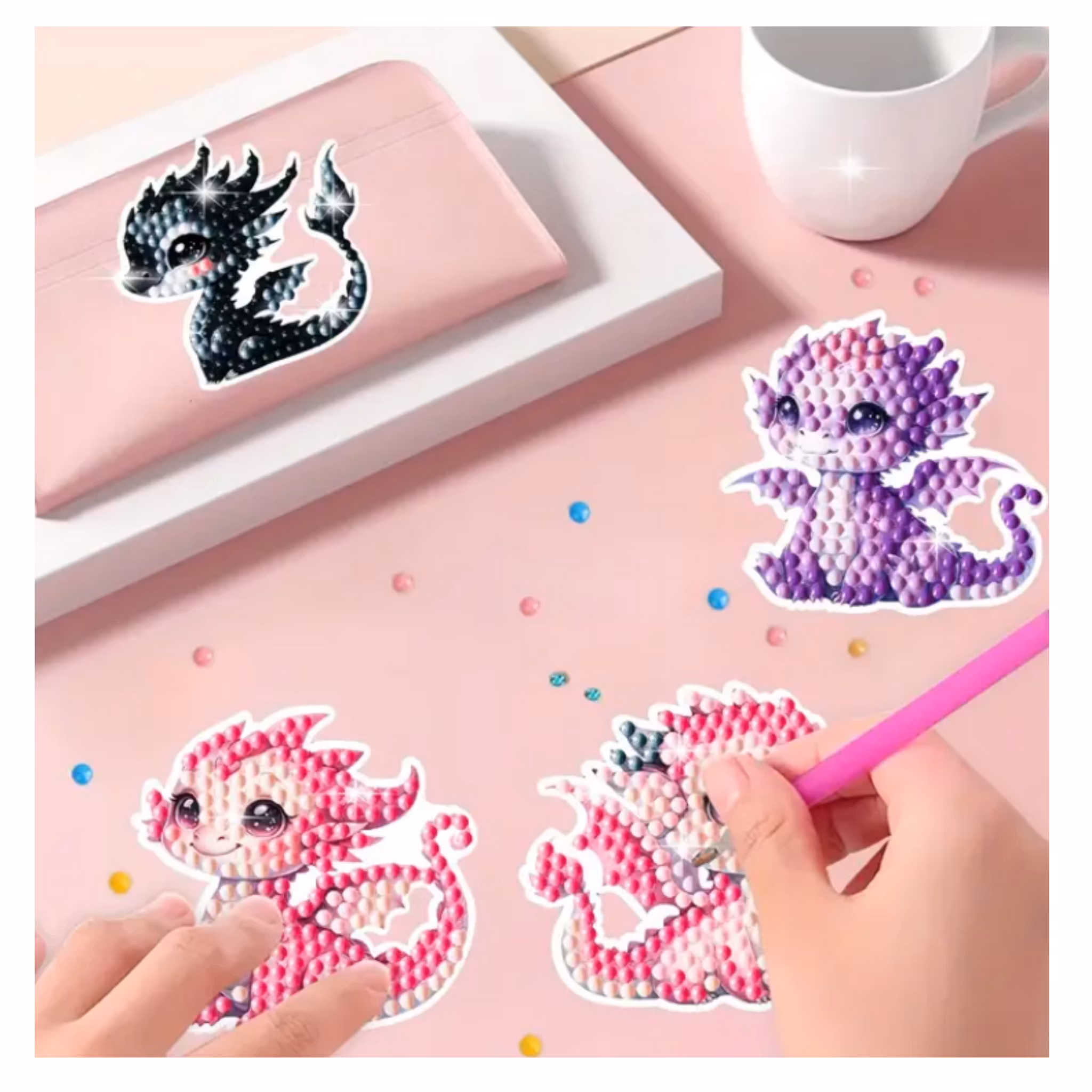 Diamond Painting Stickers Dragons 12-Pack