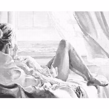 One Color Dot Painting Woman Ocean View 40x50