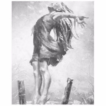 One Color Dot Painting Flicka På Staket 40x50