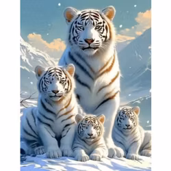Diamanttavla White Tiger Family