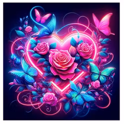 Diamanttavla Vibrant Rose Heart 40x40