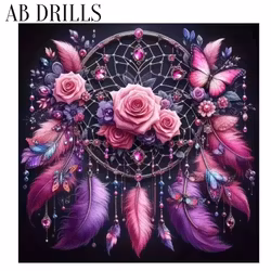 Diamanttavla AB Drills Dreamcatcher Roses And Chrystals 50x50