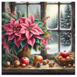 Diamanttavla Julstjärna 40x40