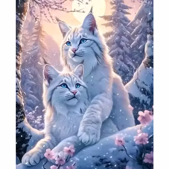 Diamanttavla Snowlynx 40x50