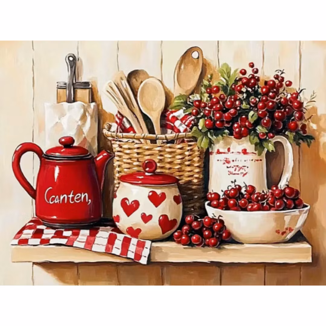 Diamanttavla Kitchen Red Berries 40x50