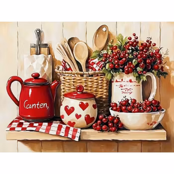 Diamanttavla Kitchen Red Berries 40x50