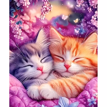Diamanttavla Cozy Kittens 40x50