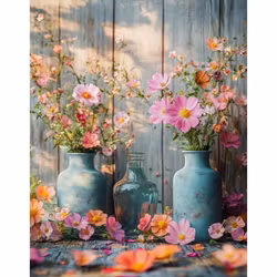 Diamanttavla Blommor I Vas 40x50