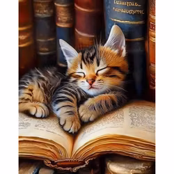 Diamanttavla Kitten Books 30x40 - Leverans Vecka 44