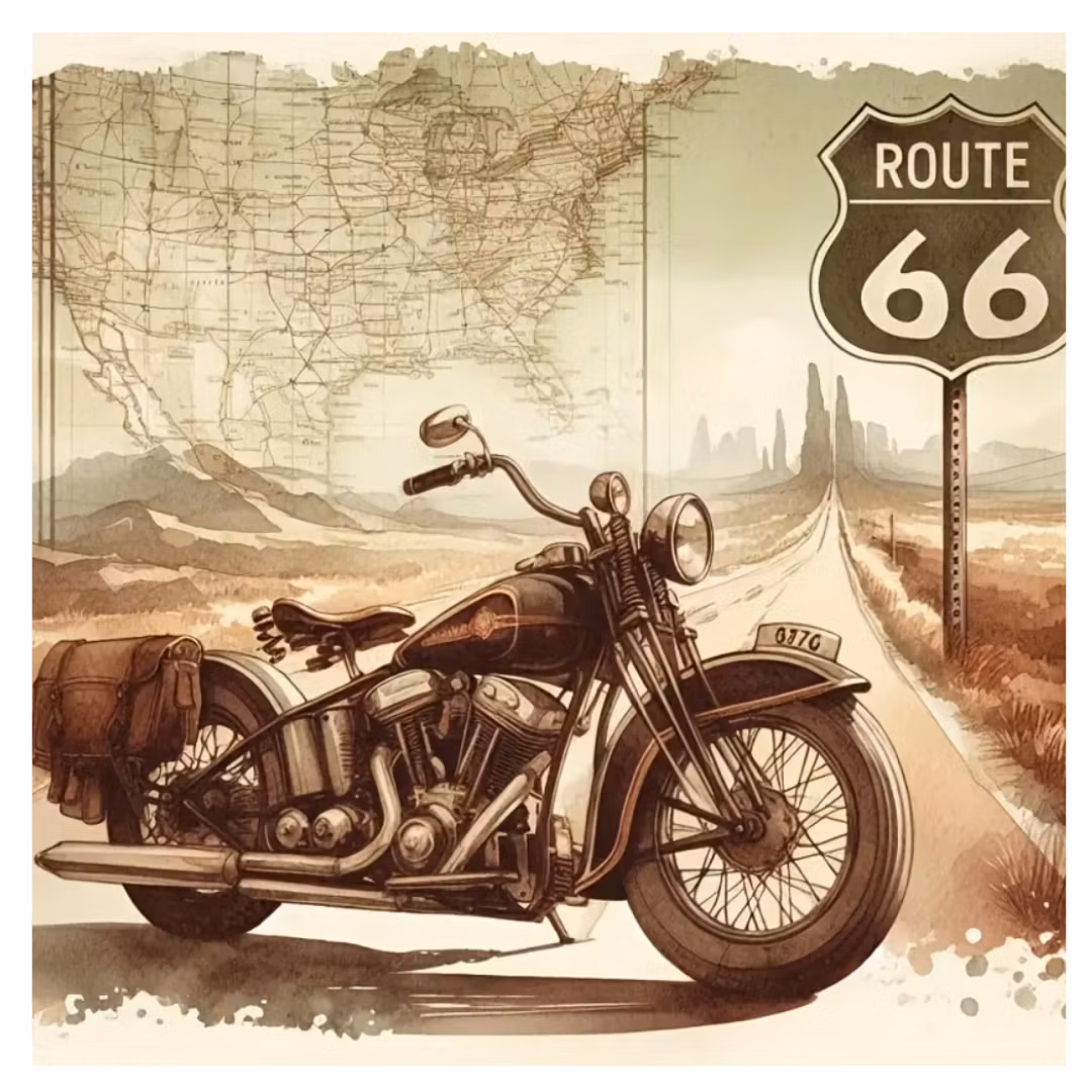 Diamanttavla Bike Route 66 50x50