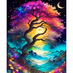 Diamanttavla Color Tree 40x50