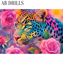 Diamanttavla AB Drills Leopard Flowers 50x40