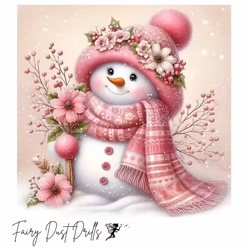 Diamanttavla Fairy Dust Drills Cute Snowman 40x40