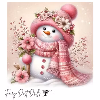 Diamanttavla Fairy Dust Drills Cute Snowman 40x40