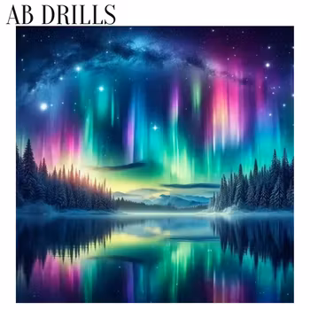 Diamanttavla AB Drills Norrsken Spegelsjö 40x40