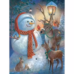 Diamanttavla Snögubbe Skogens Djur 40x50
