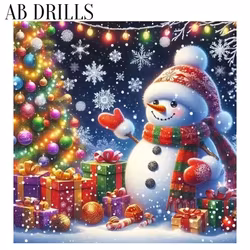 Diamanttavla Snögubbe Med Paket 40x40