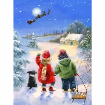 Diamanttavla  Children Christmas Night 40x50