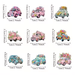 Diamond Painting Bilar 9-Pack ca 15 cm ( Inkl. kedja)