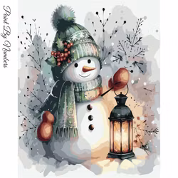 Paint By Numbers Snögubbe Med Lykta 40x50