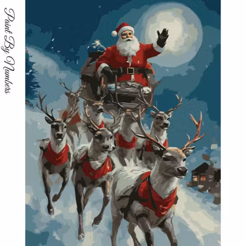 Paint By Numbers Tomte Med Renar 40x50