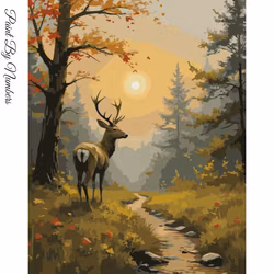 Paint By Numbers Deer Sunset 40x50