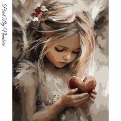 Paint By Numbers Änglaflicka Med Hjärta 40x50