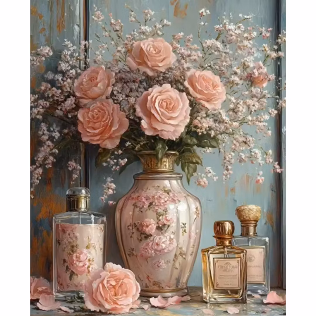 Diamanttavla Flowers And Parfumes 40x50