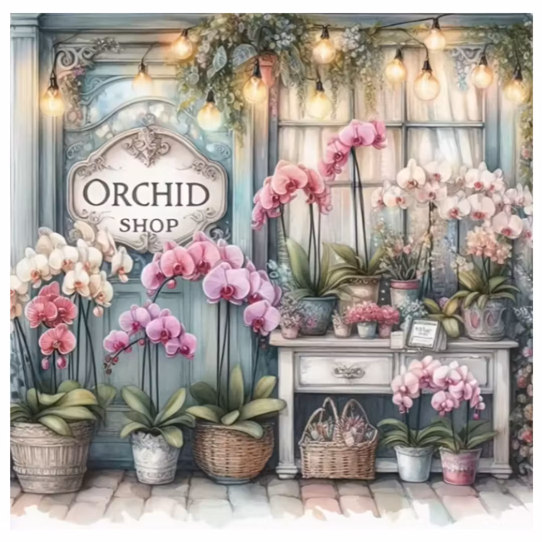 Diamanttavla Orchid Shop 40x40 - Leverans vecka 47-48