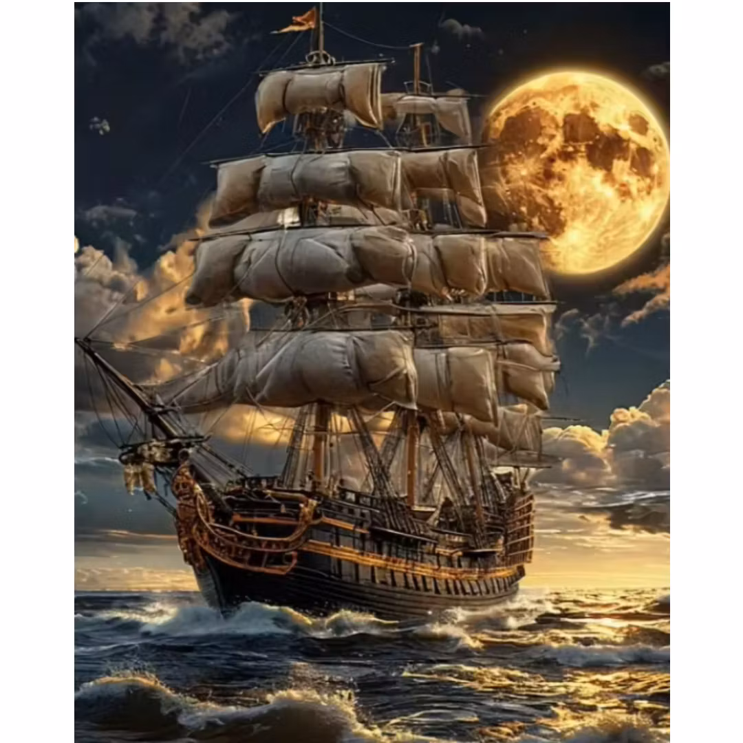 Diamanttavla Moon Ship 50x40