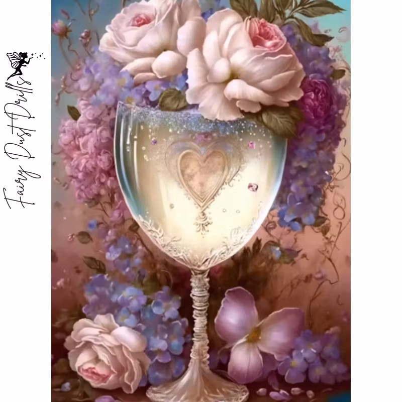 Diamanttavla Fairy Dust Drills Bägare Rosor 40x50