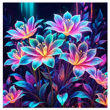 Diamanttavla Neon Flower 30x30