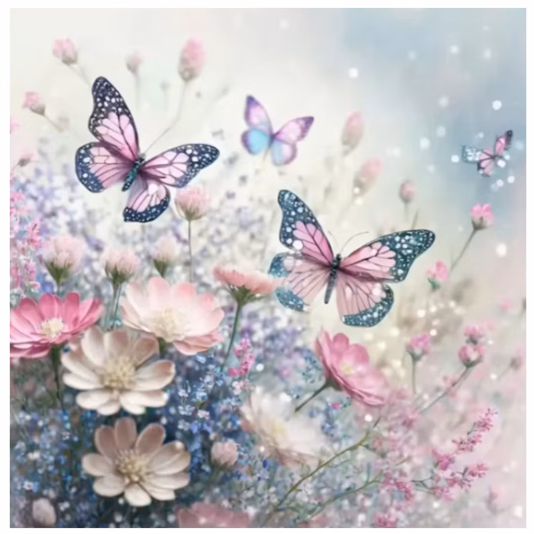 Diamanttavla  Butterflies 40x40