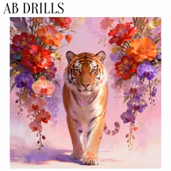 Diamanttavla AB Drills Tiger Flowers 50x50 - Leverans v. 47-48