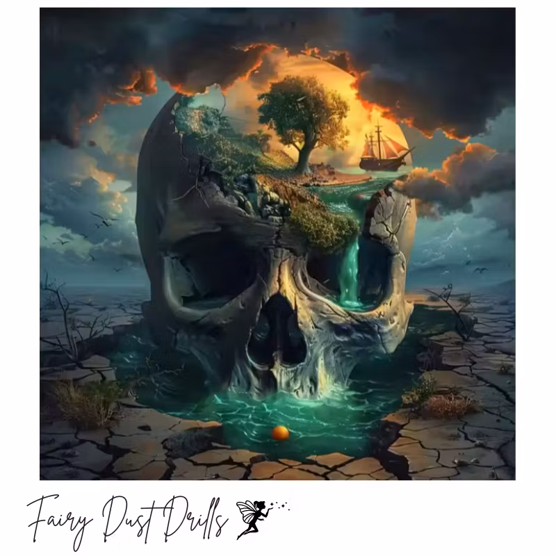 Diamanttavla Fairy Dust Drills Skull Nature 40x40