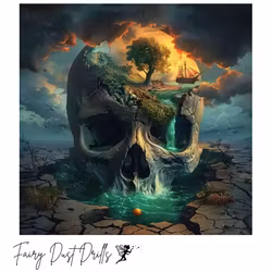 Diamanttavla Fairy Dust Drills Skull Nature 40x40 - Leverans v. 47-48