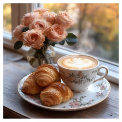 Diamanttavla Coffe And Croissant 40x40