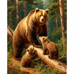 Diamanttavla Björnfamilj 40x50
