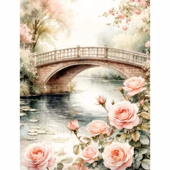 Diamanttavla Rose Bridge 40x50