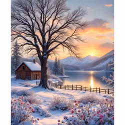 Diamanttavla Winter Sunset 40x50