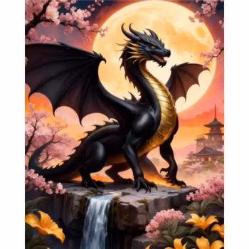 Diamanttavla Black Dragon 40x50