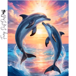 Diamanttavla Fairy Dust Drills Dolphins 40x50