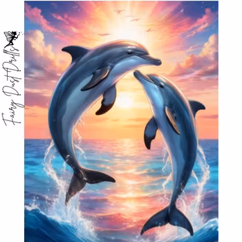 Diamanttavla Fairy Dust Drills Dolphins 40x50