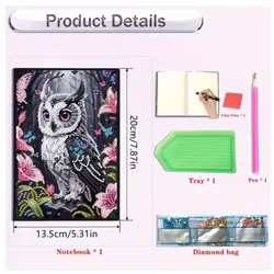 Diamond Painting Olinjerad Skrivbok 49 sidor Uggla