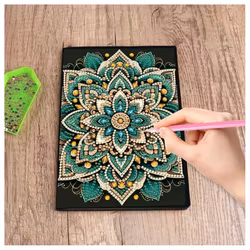 Diamond Painting Olinjerad Skrivbok 50 sidor Grön Mandala